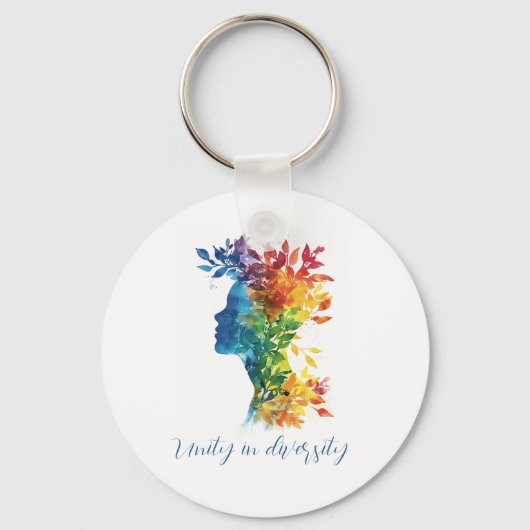 Einheit in Diversity I Rainbow: farbige Illustrati Schlüsselanhänger (Vorderseite)