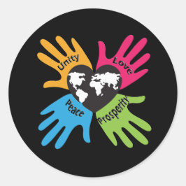 Einheit, Liebe, Frieden, Wohlstand Runder Aufkleber