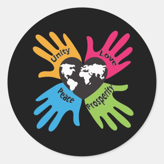 Einheit, Liebe, Frieden, Wohlstand Runder Aufkleber (Vorderseite)