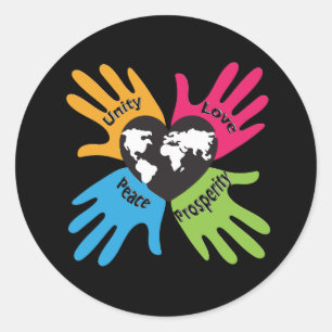 Einheit, Liebe, Frieden, Wohlstand Runder Aufkleber