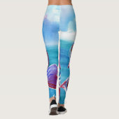 Einheit rosa blaue weibliche wunderliche Boho Leggings (Rückseite)