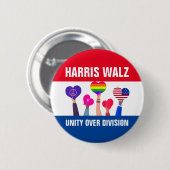 Einheit über Division Harris Walz Tim Walz Red Blu Button (Vorne & Hinten)