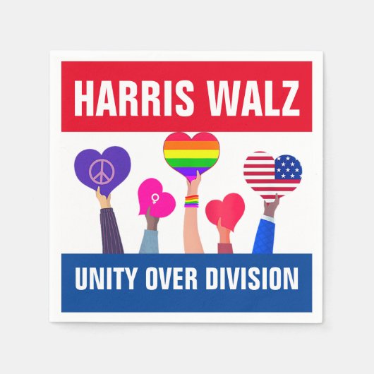Einheit über Division Harris Walz Tim Walz Red Blu Serviette (Vorderseite)