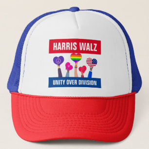 Einheit über Division Harris Walz Tim Walz Red Blu Truckerkappe