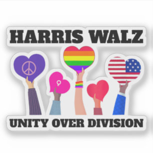 Einheit über Division Kamala Harris Tim Walz Aufkleber