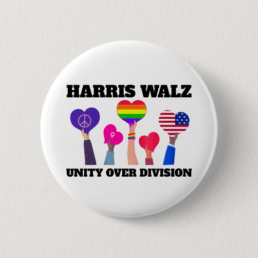 Einheit über Division Kamala Harris Tim Walz Button (Vorderseite)