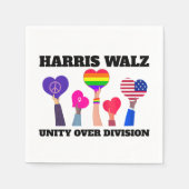 Einheit über Division Kamala Harris Tim Walz Serviette (Vorderseite)