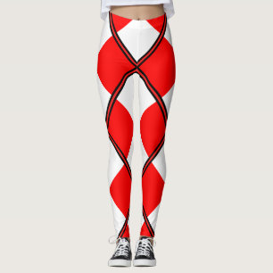 Einheitliches Rot-Weiß kariertes Quadrat Leggings