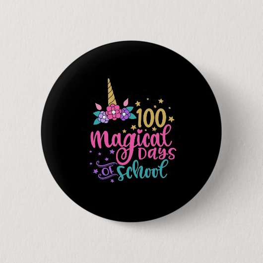 Einhorn 100 magische Schultage Button (Vorderseite)