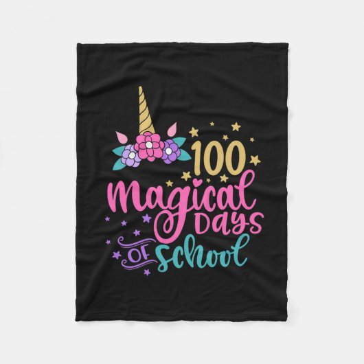 Einhorn 100 magische Schultage Fleecedecke (Vorderseite)