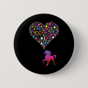 Einhorn 100 Tage der Schule Niedlich Happy Gift Ou Button