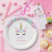 Einhorn 1. Geburtstag - Aquamarines Rosa Lila Pappteller (Party)