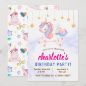 Einhorn 1. Geburtstag Party Einladung (Vorne/Hinten)