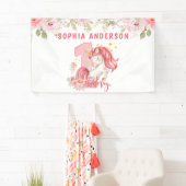 Einhorn 1. Geburtstag Rosa Kleines Mädchen Banner (Insitu)