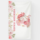 Einhorn 1. Geburtstag Rosa Kleines Mädchen Banner (Vertikal)