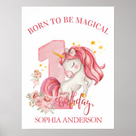 Einhorn 1. Geburtstag Rosa Kleines Mädchen Poster