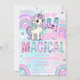 Einhorn 4. Geburtstag unvergesslich Magisch Einladung
