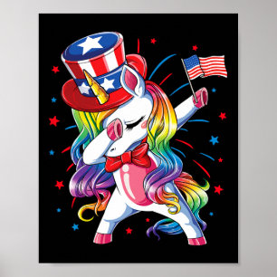 Einhorn 4. Juli Onkel Sam Mädchen Amerikanische Fl Poster