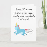 Einhorn 50. Geburtstag Traue einem Furz Humor 50