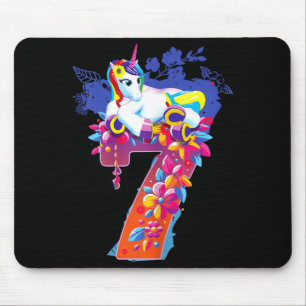 Einhorn 7 Jahre altes Mädchen Geburtstags-Shirt gl Mousepad