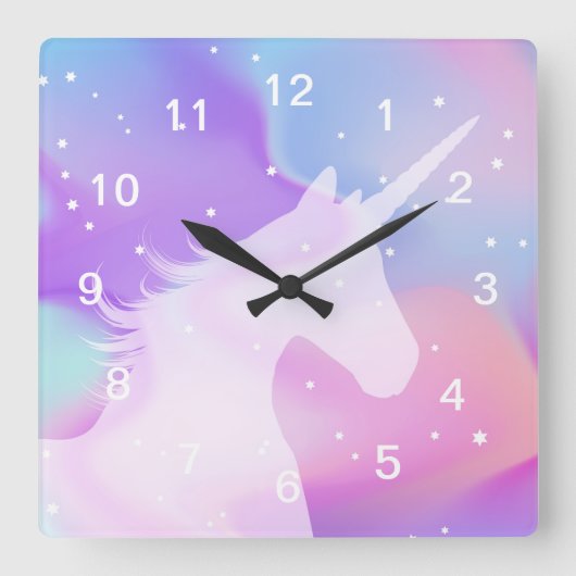 Einhorn - Acrylwand Quadratische Wanduhr (Vorderseite)