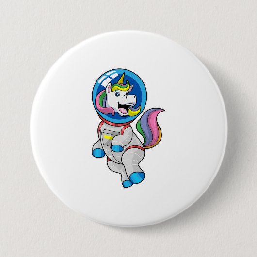Einhorn als Astronaut im Weltraum Button (Vorderseite)