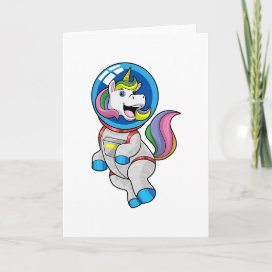 Einhorn als Astronaut im Weltraum Karte (Vorderseite)