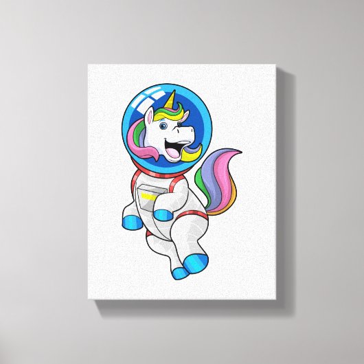 Einhorn als Astronaut im Weltraum Leinwanddruck (Vorderseite)
