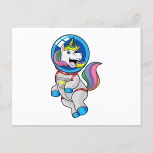 Einhorn als Astronaut im Weltraum Postkarte