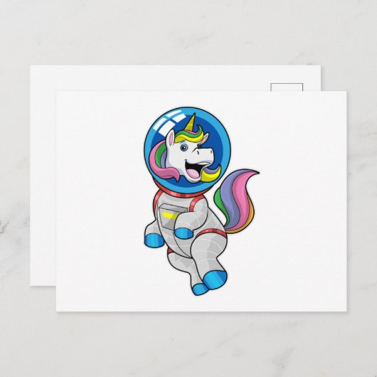 Einhorn als Astronaut im Weltraum Postkarte (Vorne/Hinten)