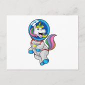 Einhorn als Astronaut im Weltraum Postkarte (Vorderseite)