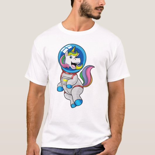 Einhorn als Astronaut im Weltraum T-Shirt (Vorderseite)