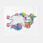 Einhorn als Friseur mit Haarspray Fleecedecke (Vorderseite (Horizontal))