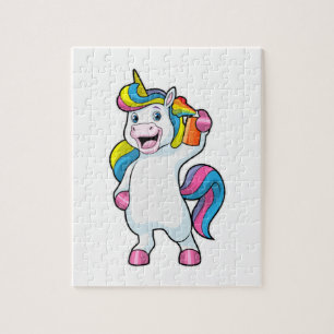 Einhorn als Friseur mit Haarspray Puzzle