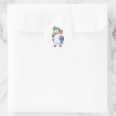 Einhorn als Friseur mit Haarspray Runder Aufkleber (Tasche)