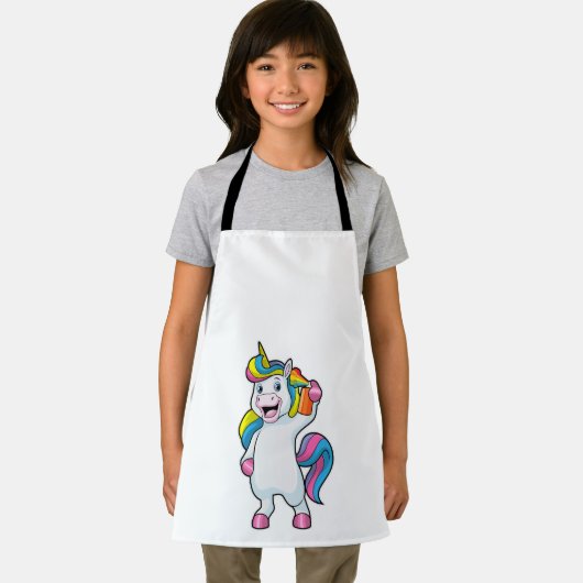 Einhorn als Friseur mit Haarspray Schürze (Insitu)