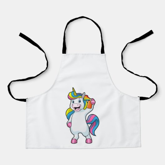 Einhorn als Friseur mit Haarspray Schürze (Vorderseite)