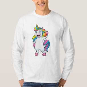 Einhorn als Friseur mit Haarspray T-Shirt