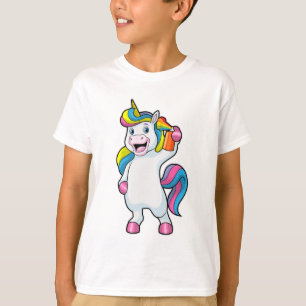 Einhorn als Friseur mit Haarspray T-Shirt