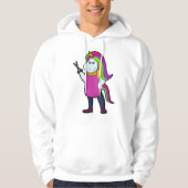 Einhorn als Friseur mit Schere Hoodie (Vorderseite)
