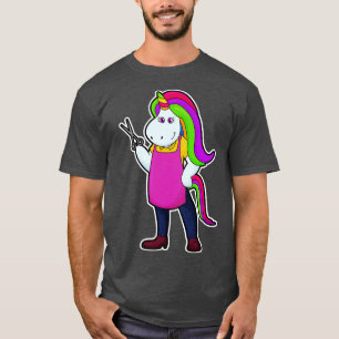 Einhorn als Friseur mit Schere T-Shirt