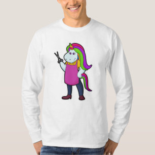 Einhorn als Friseur mit Schere T-Shirt