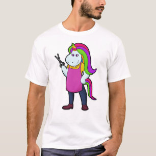 Einhorn als Friseur mit Schere T-Shirt