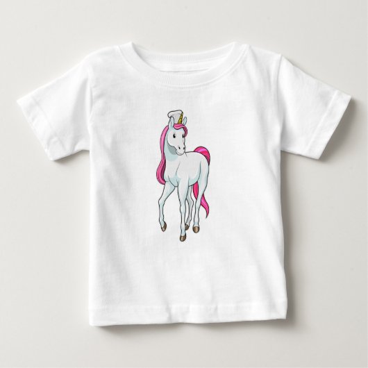 Einhorn als Koch mit Koch Hut Baby T-shirt (Vorderseite)