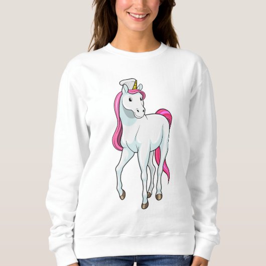 Einhorn als Koch mit Koch Hut Sweatshirt (Vorderseite)