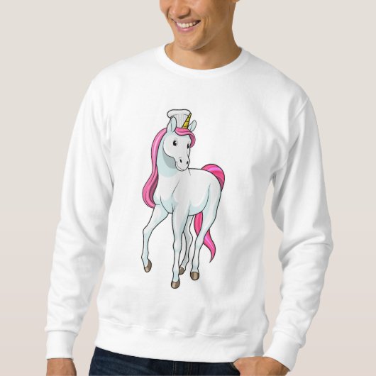 Einhorn als Koch mit Koch Hut Sweatshirt (Vorderseite)