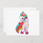 Einhorn als Krankenschwester bei Impfung und Sprit Postkarte (Vorne/Hinten)
