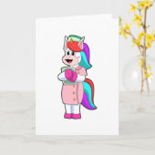 Einhorn als Krankenschwester Karte (Gelbe Blume)