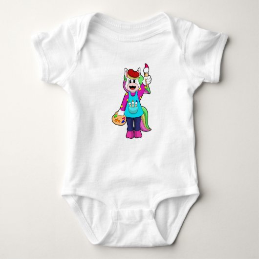 Einhorn als Maler Baby Strampler (Vorderseite)