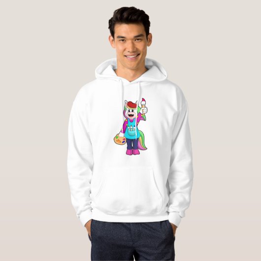 Einhorn als Maler Hoodie (Vorne ganz)